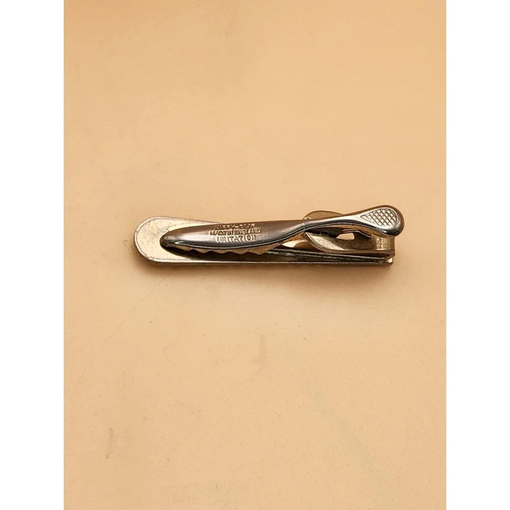 Vtg NIPPY Clip STRATTON Made In England Mother Of Pearl Silver Tone Tie Clip Bar